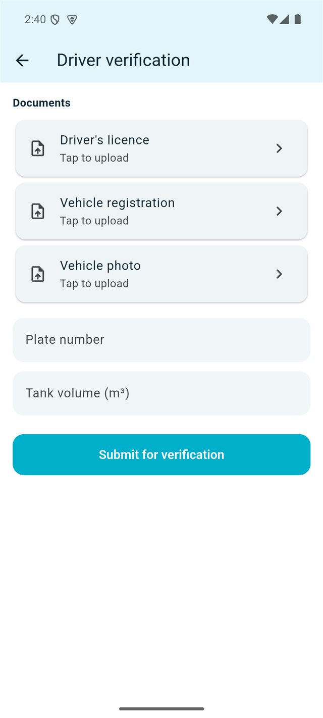 Driver document verification screen